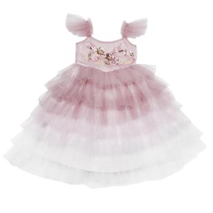 大女童连衣裙夏季新款女孩粉色蓬蓬公主裙儿童洋气夏装小裙子宝宝