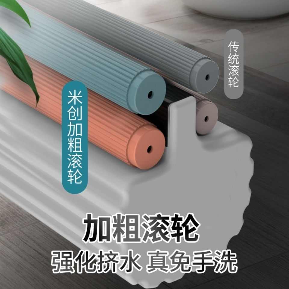 海绵拖把家用一拖净免手洗懒人拖地神器胶棉吸水拖把海绵滚轮拖布