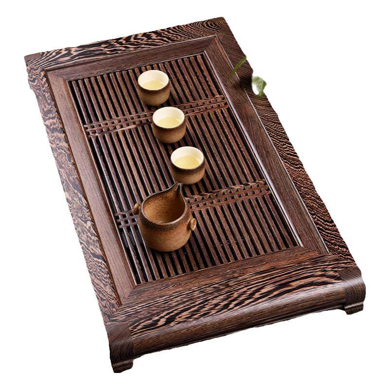 锦格鸡翅木茶盘实木功夫茶具实木大号排水茶台储水式茶海家用简约