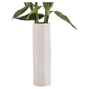 文昌竹白色陶瓷花瓶 客厅桌面装水花瓶简约家居装饰品 转运竹花插