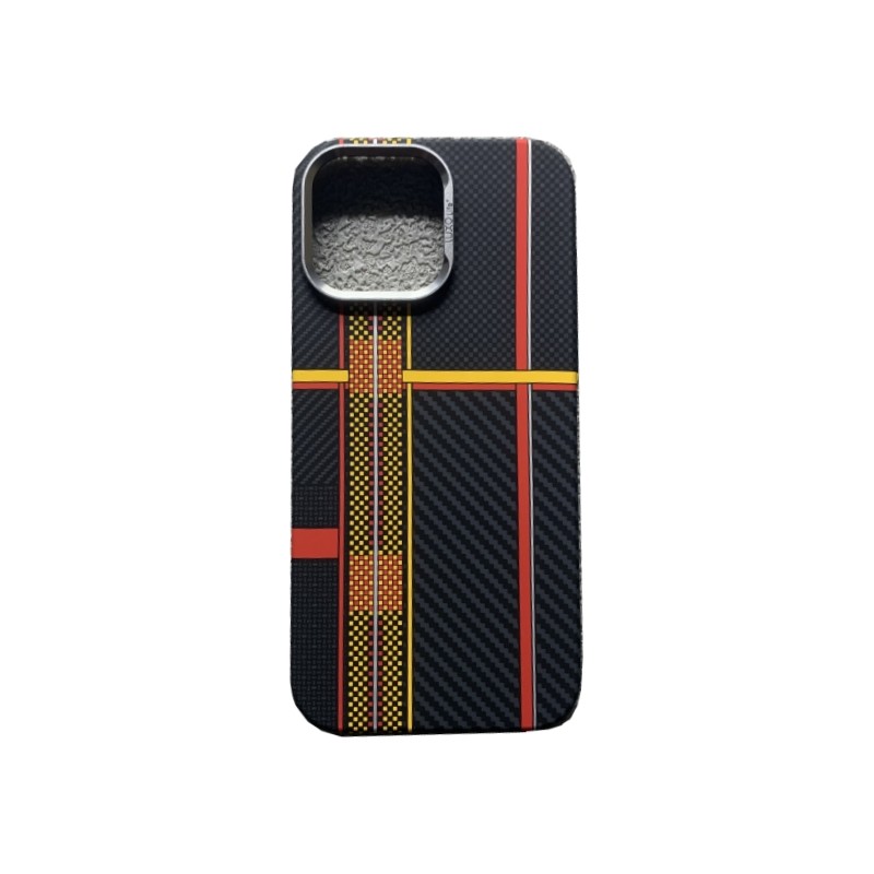 撞色条纹碳纤维纹理PC材质适用iPhone16proMax手机壳磁吸充电苹果15proMax硬壳14proMax浮雕13保护壳轻奢肤感