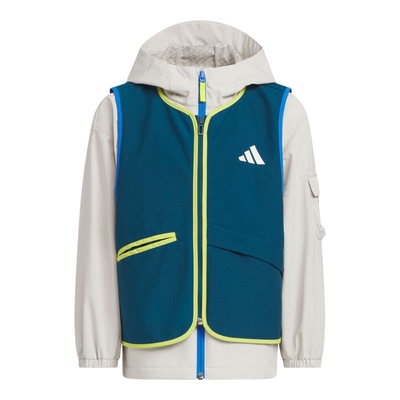 adidas阿迪达斯男小童二合一运动训练休闲连帽夹克外套KC5339