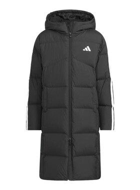 adidas阿迪达斯大童三条纹长款鸭绒羽绒服秋冬装连帽外套KB5095