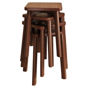 实木凳子餐凳家用结实耐用客人备用凳子可叠放新中式方凳化梳妆凳