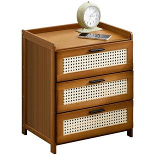 床头柜现代简约床尾收纳小型柜子实木轻奢高级感置物架储物柜卧室