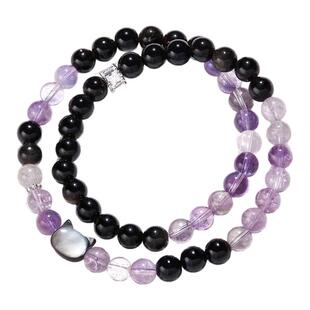 zeroline猫头黑曜石手链女款毛衣链天然紫水晶手串情人节生日礼物