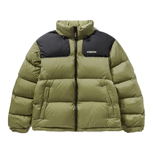 VISION官方 美式街头经典撞色拼接面包服短款羽绒服外套男女