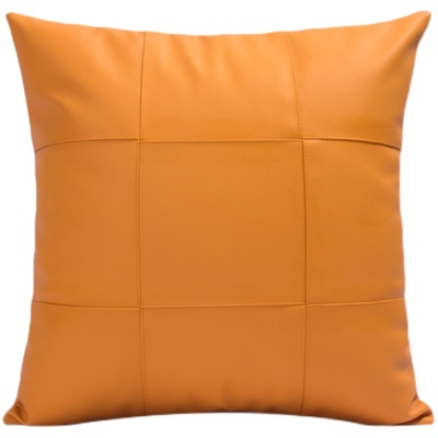 爱马仕橙九宫格皮抱枕皮沙发靠垫