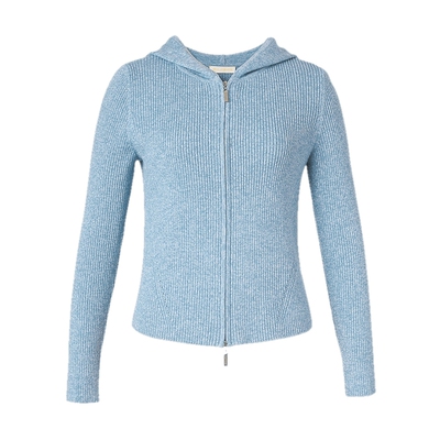 珂思坑条肌理连帽针织衫