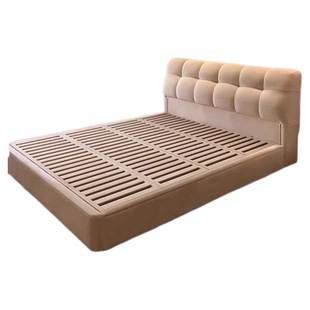 奶油风泡芙床法式科技绒布艺床高端大气主卧大床1米8双人床软包床