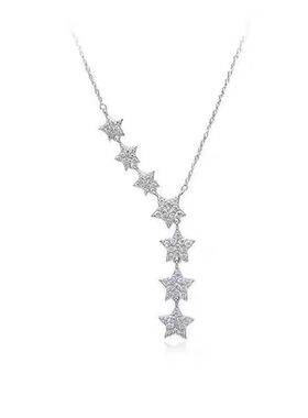 法国双层水晶幸运星925银项链