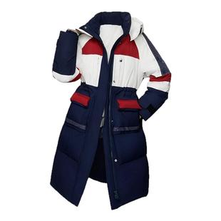 佟丽娅同款鸭鸭新款羽绒服女连帽过膝长款时尚韩版鹅绒保暖外套HY