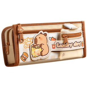 卡皮巴拉笔袋2025新款小学生女童高颜值大容量超火文具盒女孩款儿童超大铅笔盒套装便携男孩女生多功能文具袋