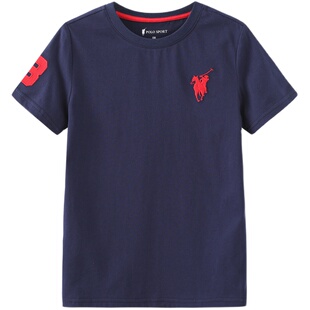 POLOWALK童装男童短袖t恤2025夏季新品保罗儿童刺绣logo圆领上衣