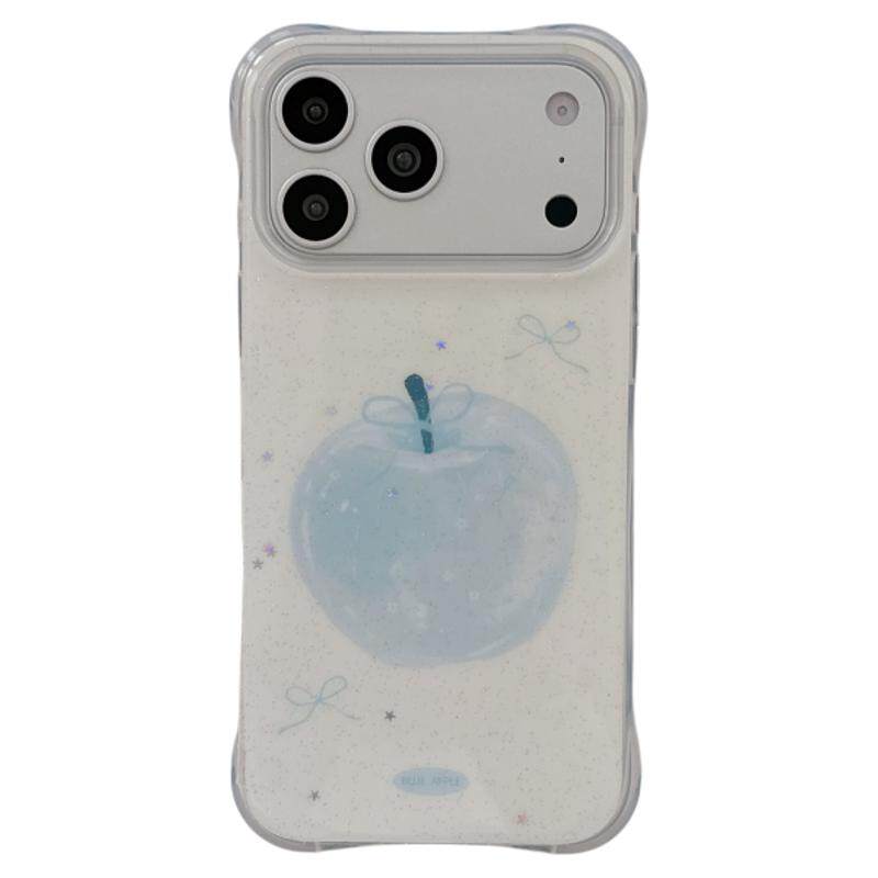 独壳 韩系ins泼墨蓝色蝴蝶结苹果适用苹果18promax手机壳小众iphone17pro新款16防摔15pro女款全包手机套硬壳