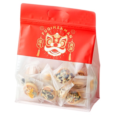 新年手提自封雪花酥糖果包装袋