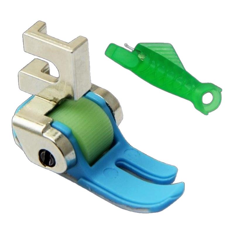 家用老式缝纫机专用塑料滚轮压脚14号防跳线缝纫机针+2穿针器梭芯