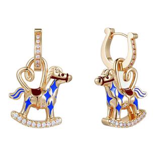 情人节LAZYSURI星运福马珐琅耳环女马蹄小马耳饰本命年马年饰品