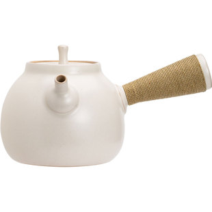 木鱼 苏打釉白泥粗陶侧把壶 小号陶瓷烧水壶电陶炉急须煮茶壶炭炉