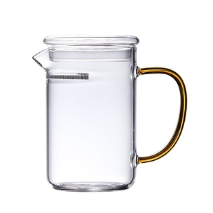 月牙杯玻璃茶杯子家用茶水分离过滤泡花绿茶办公室带把盖加厚耐热