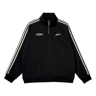 国潮重磅420G美式立领半高领半拉链三条杠卫衣男2025新款潮牌外套