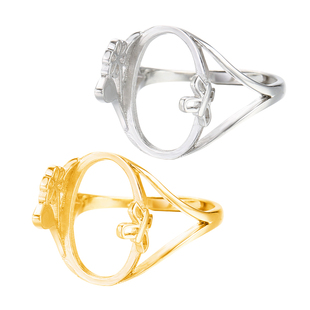 植物戒指空托复古镂空戒托镶嵌碧玉和田玉翡翠戒指托配件12*18mm