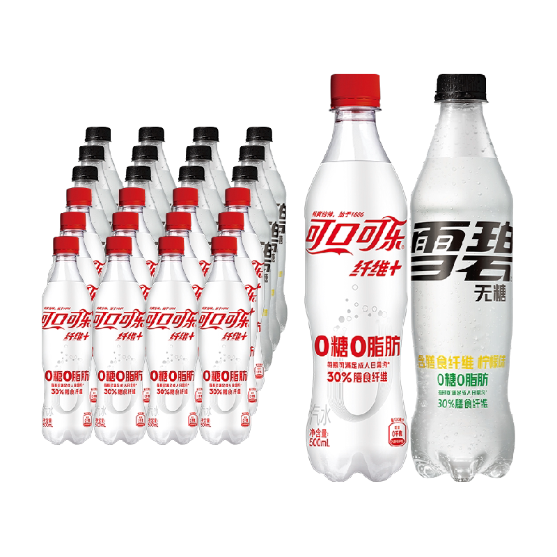 可口可乐饮料纤维+500ml*12瓶+雪碧益生元500ml*12瓶 随机发货