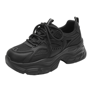 达芙妮黑色老爹鞋女款2026新款秋冬加绒运动鞋休闲鞋增高厚底女鞋