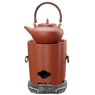 潮汕工夫红泥煮炭炉薄胎侧把煮茶壶手工砂铫壶跳盖可改电炉丝煮茶