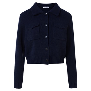 朗姿纯绵羊毛翻领小香风针织开衫老钱风气质上衣女2026年春季新款