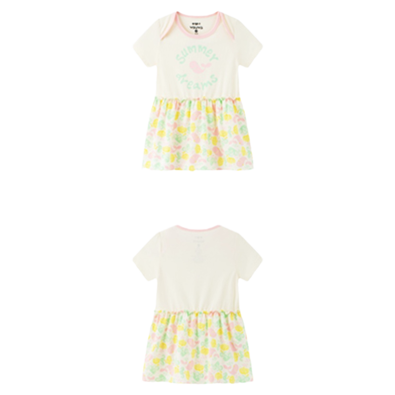[Vauva]女婴棉三角爬服薄款婴幼儿夏季短袖印花包屁衣裙棉a类