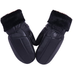 真皮手套男冬季加绒加厚摩托车超厚保暖防风女士棉骑车连指手套