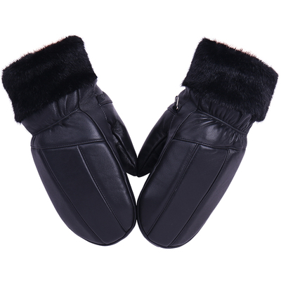 真皮摩托车防风连指手套加绒加厚