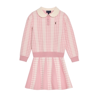 POLOWALK童装女童长袖毛衣套装2025秋冬新款学院风针织半裙两件套