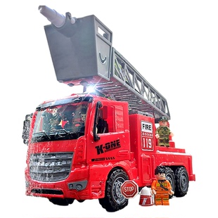 可开门大号儿童消防车玩具喷水惯性升降云梯洒水救火男孩119火警