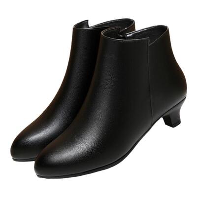 秋冬季软底小跟女棉鞋单靴子皮鞋