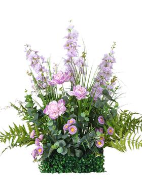 莫奈花园仿生绿植花排大型摆件