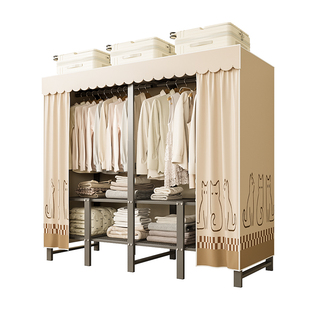 简易布衣柜加厚加粗全钢架家用卧室一体式免安装折叠衣柜出租房用