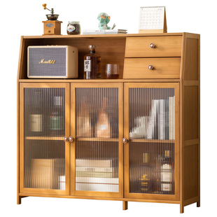 简易书架落地书柜学生书架家用客厅收纳架一体带门多层置物架矮柜