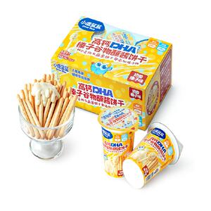 小鹿蓝蓝高钙DHA榛子谷物蘸酱饼干磨牙手指饼干儿童零食品牌138g