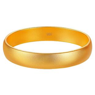 金店同款古法沙金精工传承素圈轮胎手镯铜镀金泥鳅背宽面12MM手环