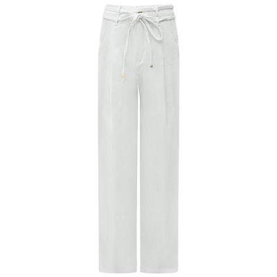 COCOBELLA设计感高腰飘带白色牛仔裤女秋宽松休闲阔腿裤DN0006