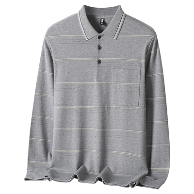 纯棉中老年爸爸秋装上衣polo衫