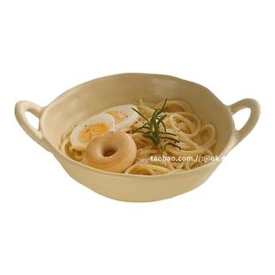 ok maji双耳碗家用汤碗泡面碗具沙拉盘子陶瓷餐具饭碗水果酸奶碗