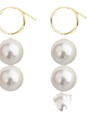 银镀金天然淡水珍珠复古耳环