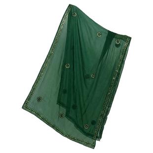 印度民族风女头巾纱丽软纱披肩春夏秋百搭上衣亮片白围巾8色可选