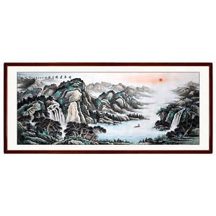 纯手绘客厅办公室山水画国画沙发背景墙挂画装饰画壁画字画芯带框