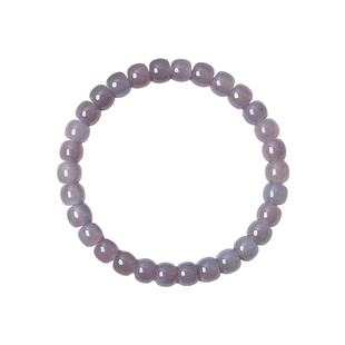 天然和田玉冰料烟紫老型珠款手链 料子冰透 女款玉石手链饰品