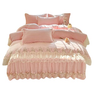 法式床盖款四件套牛奶绒冬季加绒超保暖高级感床上珊瑚绒毛绒绒4