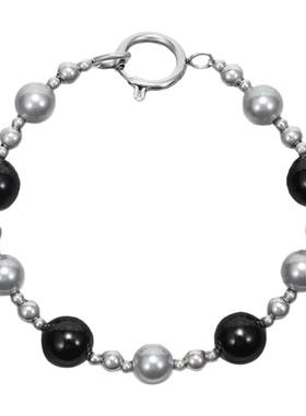 GRGR玛瑙拼接灰珍珠手工串珠手链